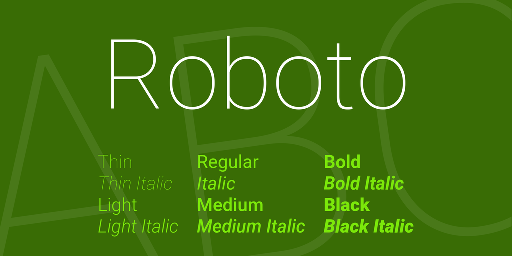 Пример шрифта Roboto Thin