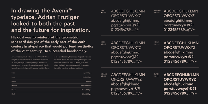 Пример шрифта Avenir Oblique