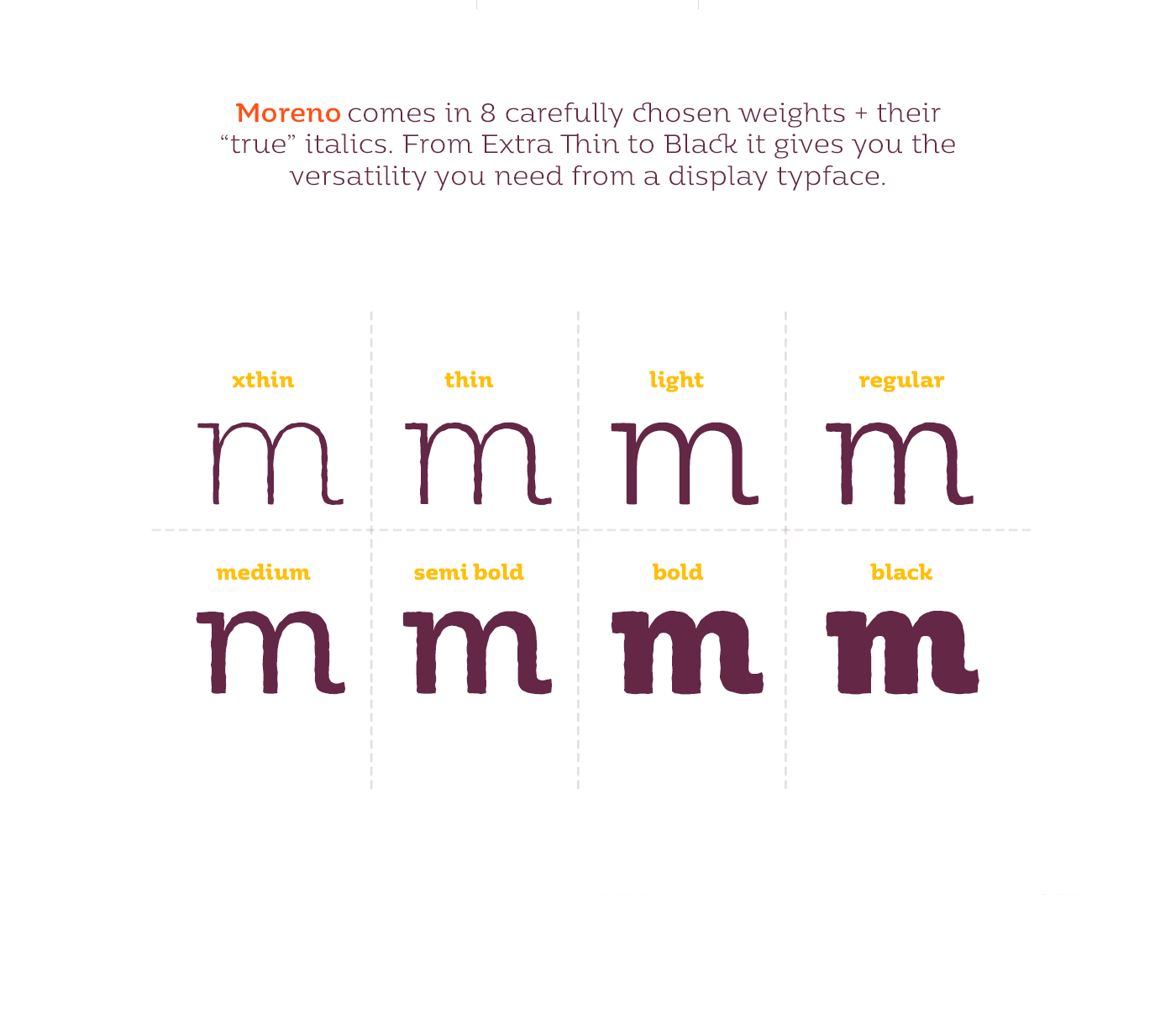 Пример шрифта Moreno Medium Italic