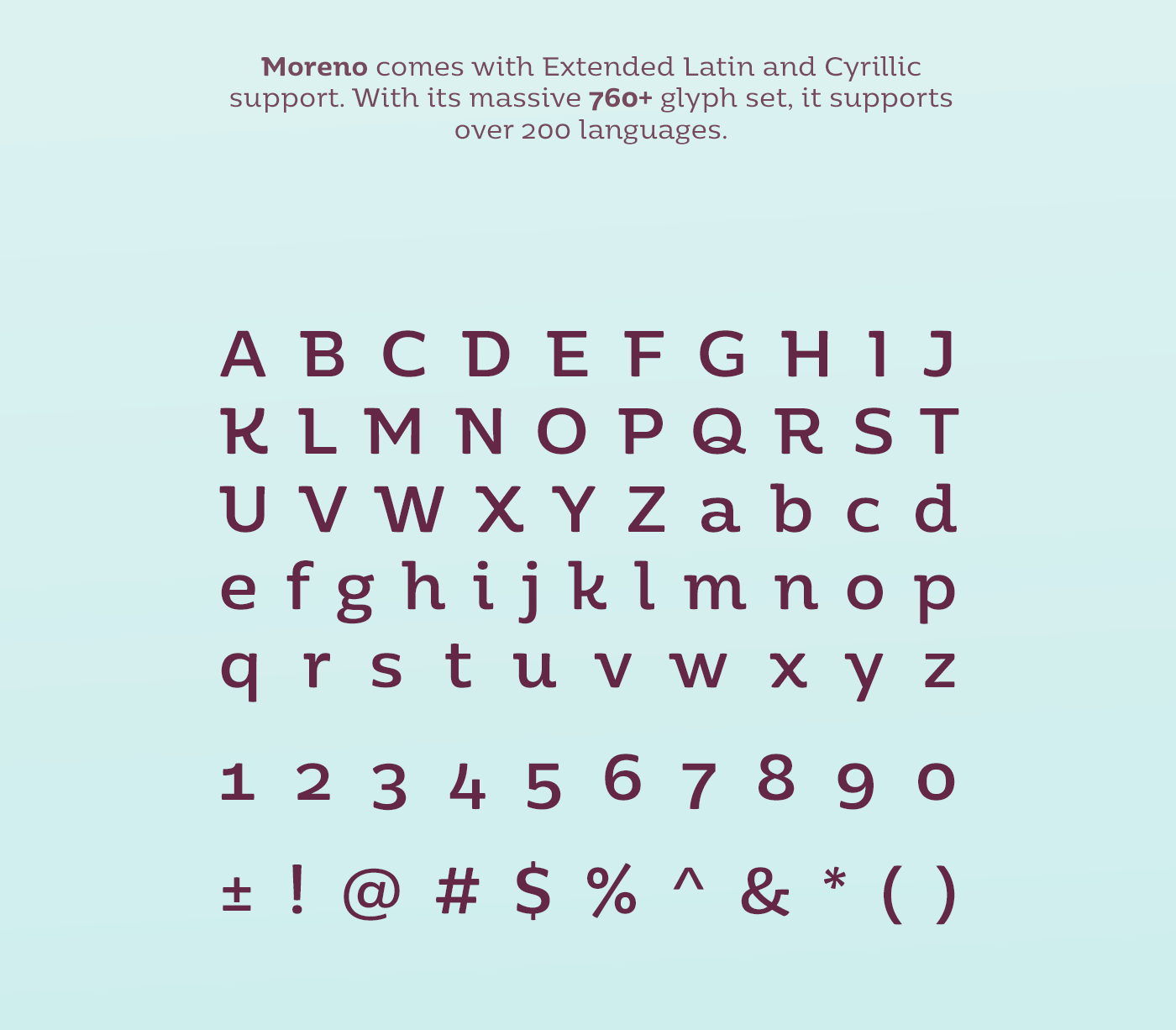 Пример шрифта Moreno Italic
