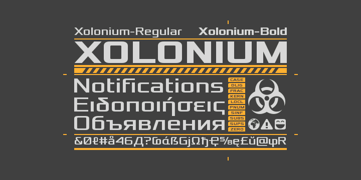 Пример шрифта Xolonium Regular