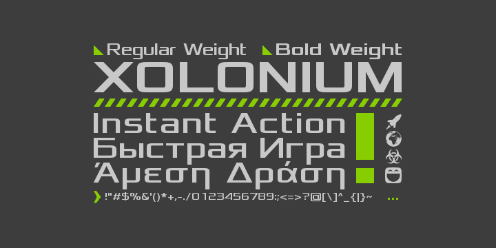 Пример шрифта Xolonium Regular