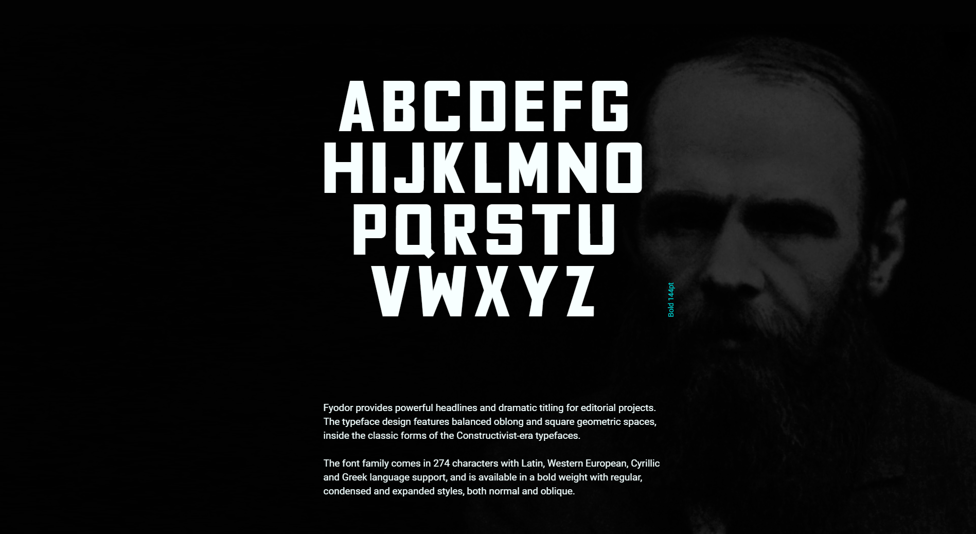 Пример шрифта Fyodor Bold Expanded