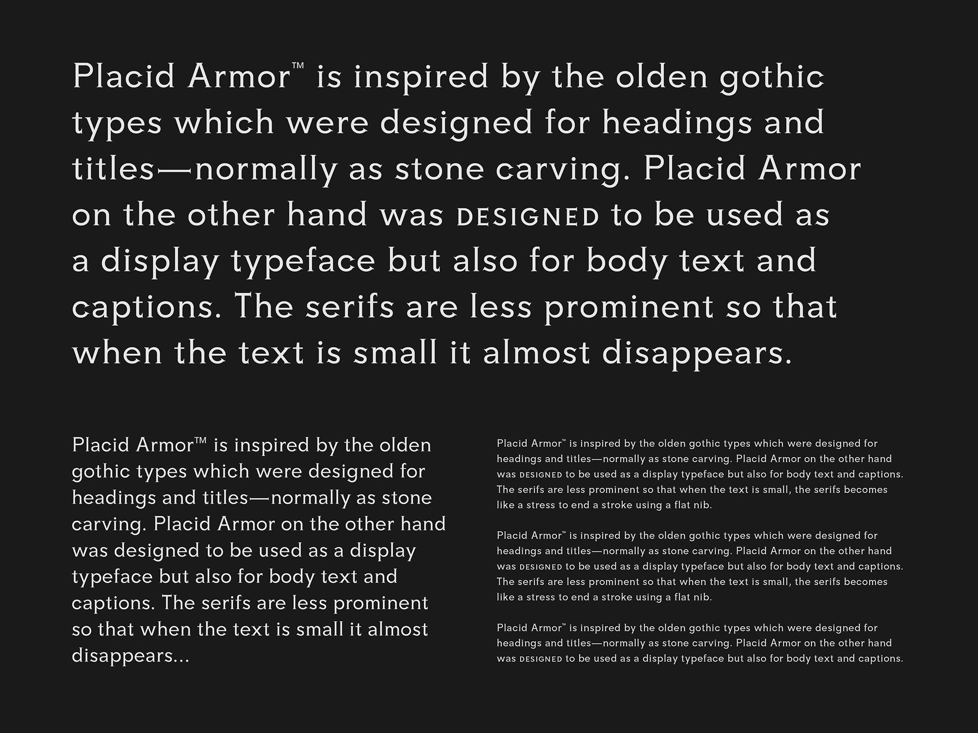 Пример шрифта Placid Armor Medium
