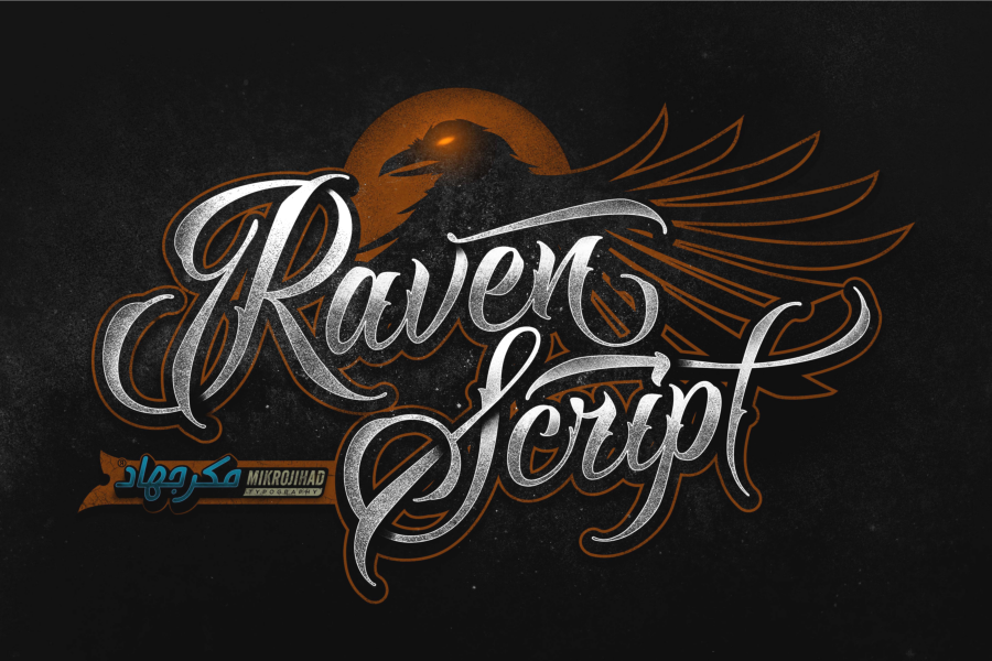 Пример шрифта Raven Script Regular