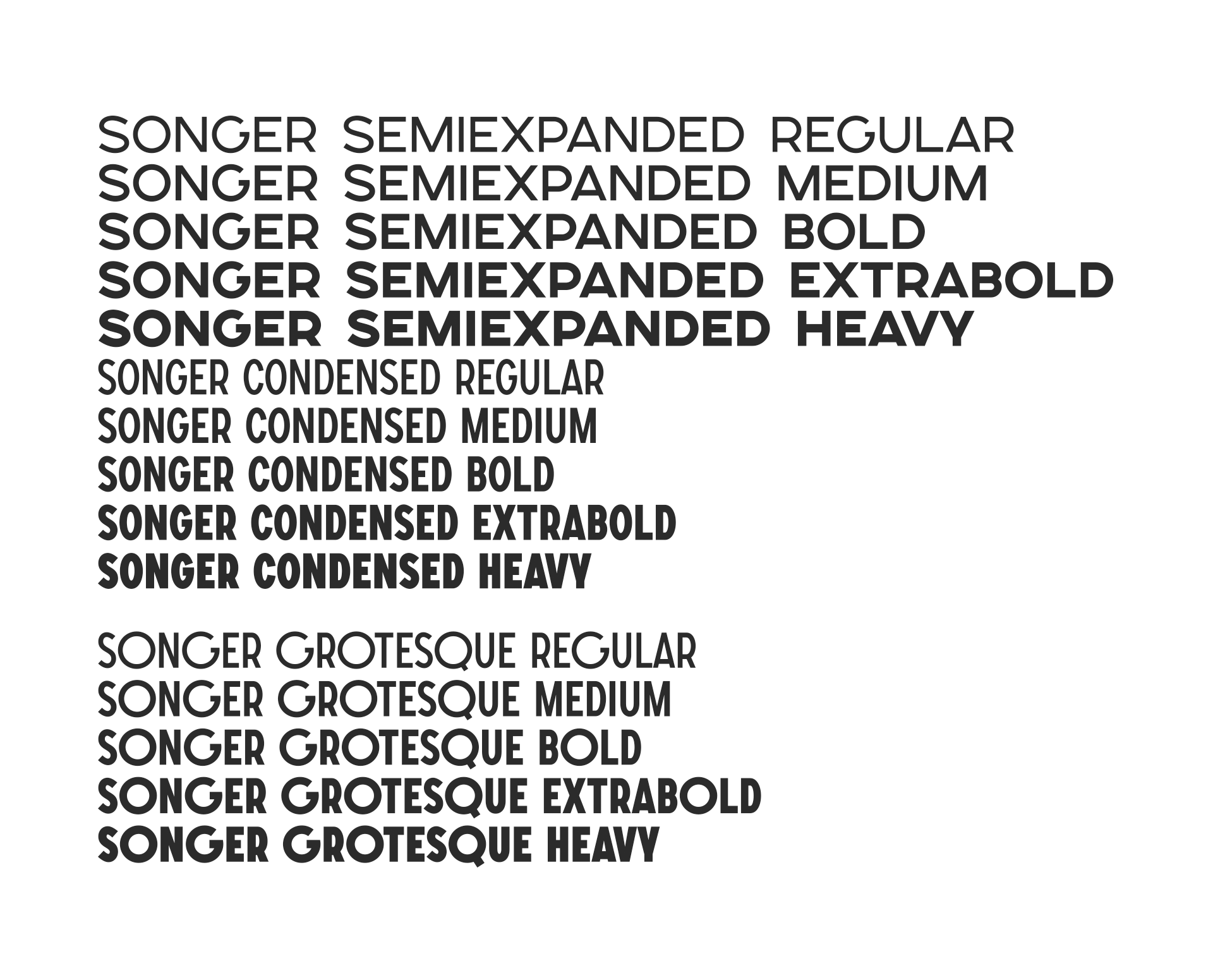 Пример шрифта Songer Semi Expanded Extra Bold