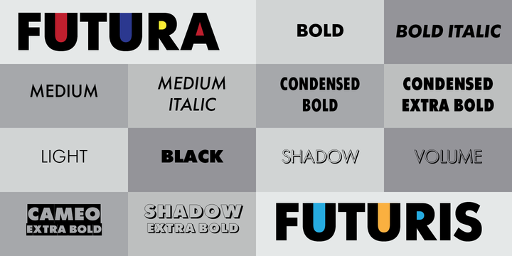 Пример шрифта Futura Futuris Volume Light