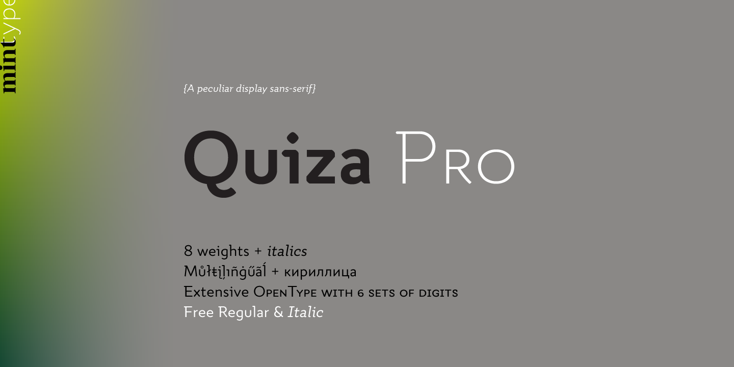 Пример шрифта Quiza Pro