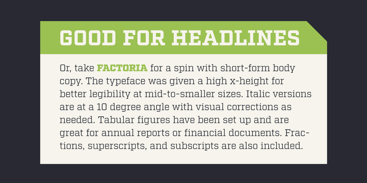 Пример шрифта Factoria Light Italic