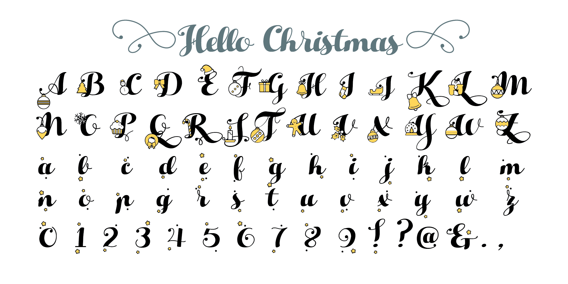 Пример шрифта Hello Christmas Fill