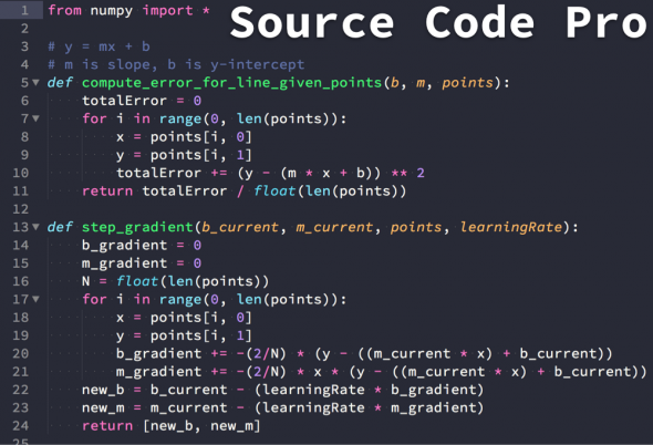 Пример шрифта Source Code Pro