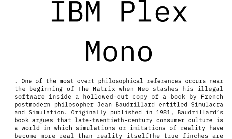 Пример шрифта IBM Plex Mono