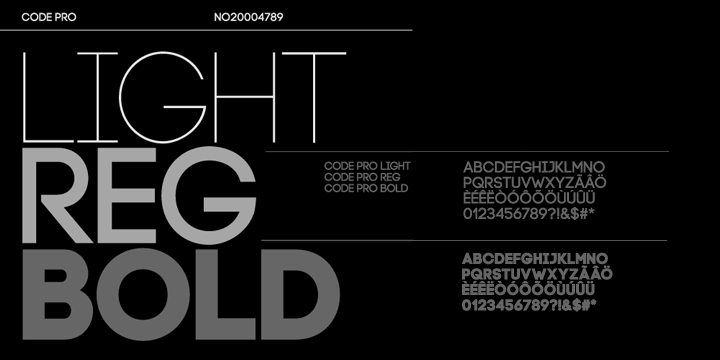 Пример шрифта Code Pro Light Lowercase