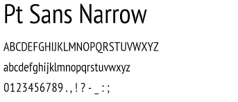 Пример шрифта PT Sans Narrow Regular