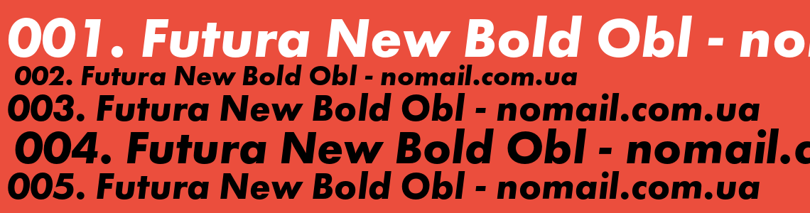 Пример шрифта Futura New Bold Obl