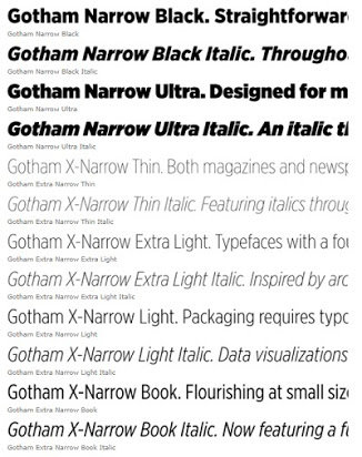 Пример шрифта Gotham Screen Smart Narrow XLight