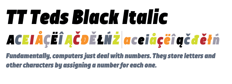 Пример шрифта TT Teds Italic