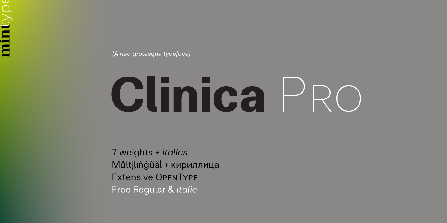 Пример шрифта Clinica Pro Italic