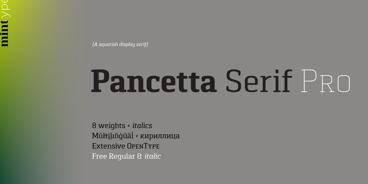 Пример шрифта Pancetta Serif Pro