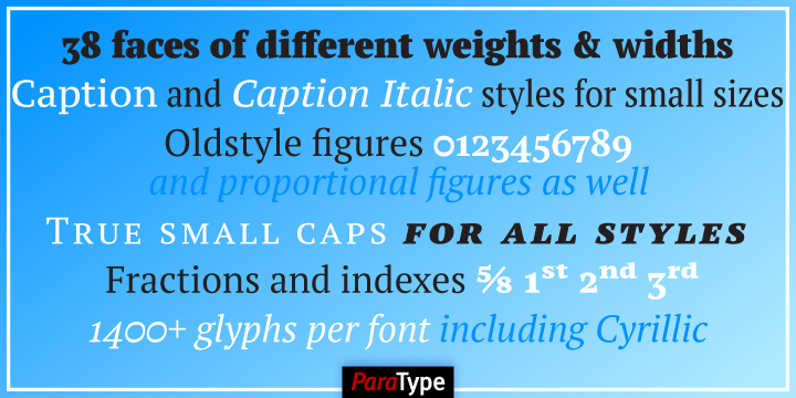 Пример шрифта PT Serif Pro Extra Bold Italic