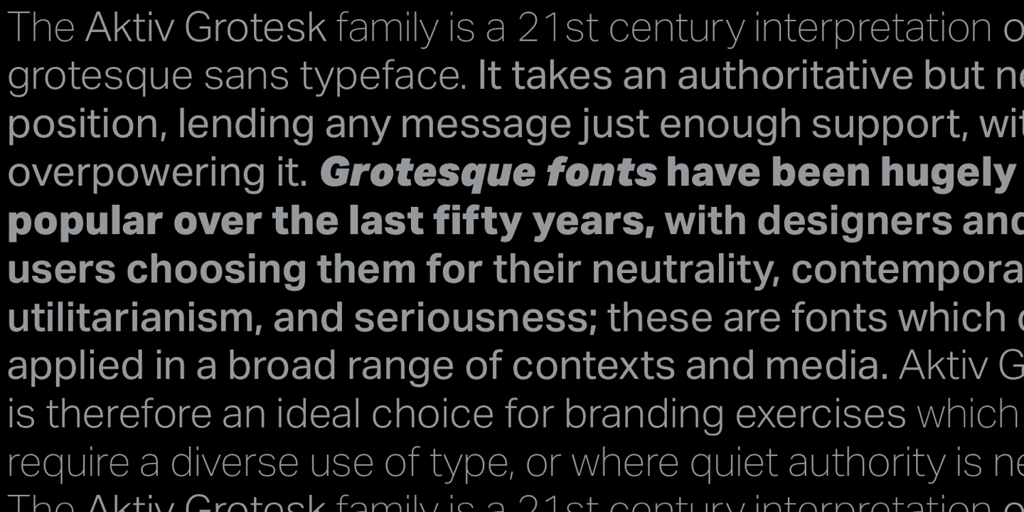 Пример шрифта Aktiv Grotesk Bold Italic