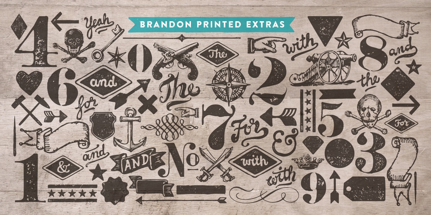 Пример шрифта Brandon Printed Extras