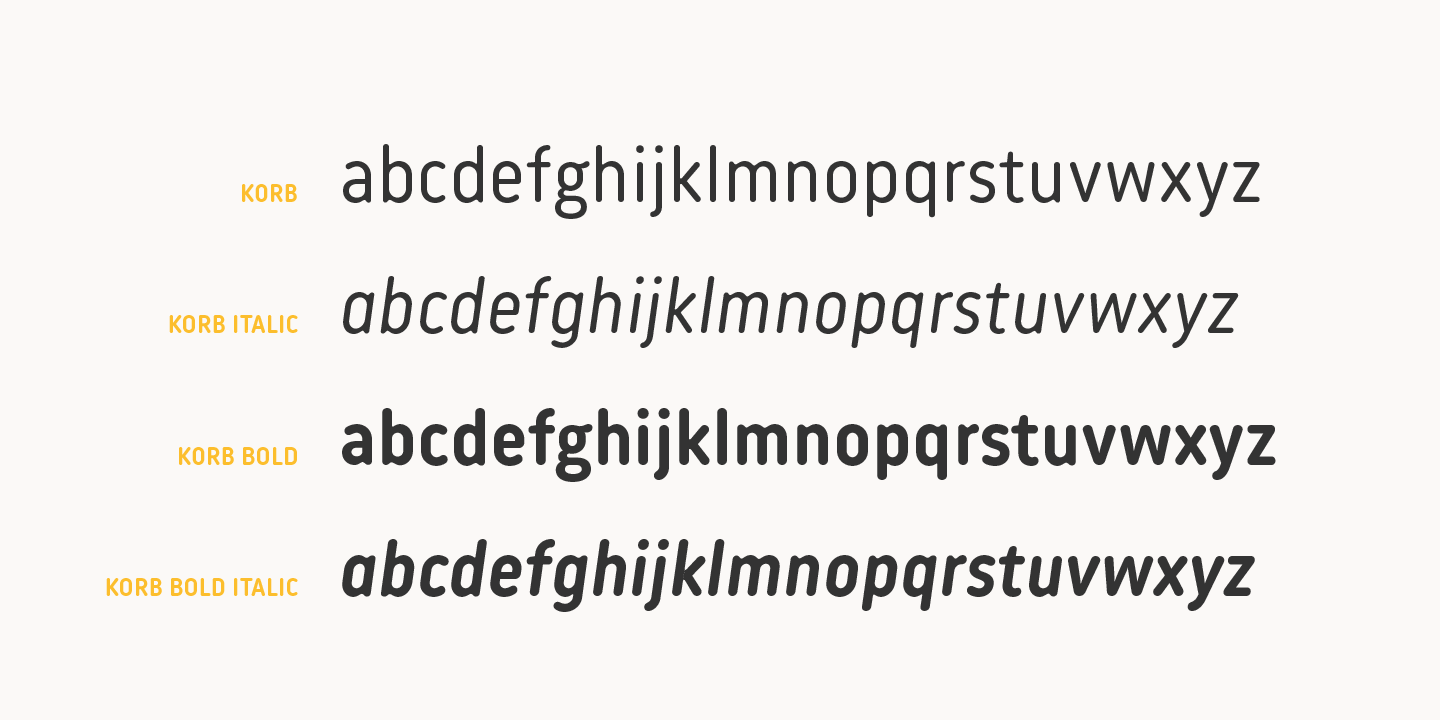 Пример шрифта Korb Italic