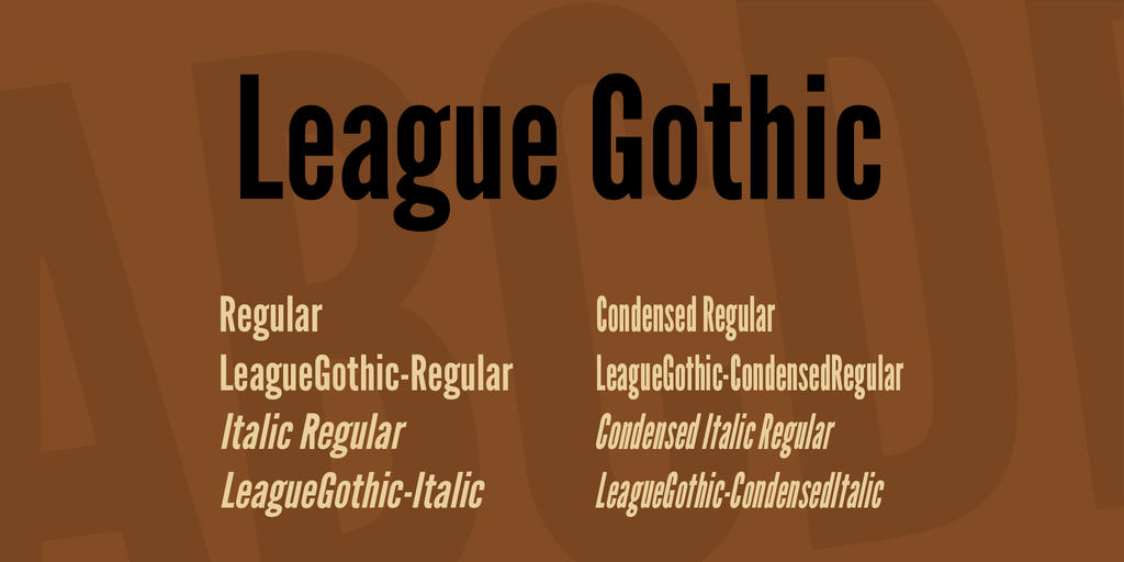 Пример шрифта League Gothic Condensed Italic