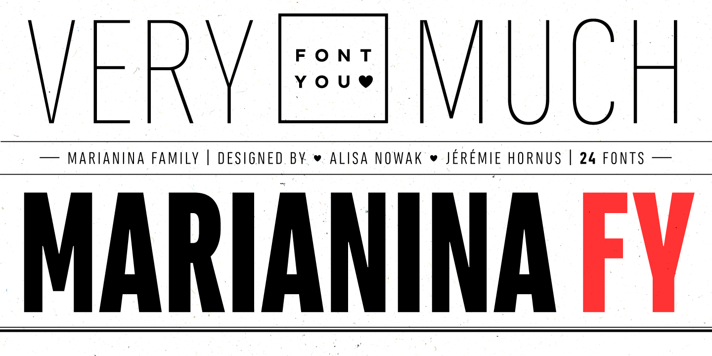 Пример шрифта Marianina  FY Light Italic