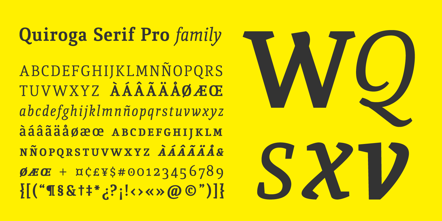 Пример шрифта Quiroga Serif Pro Italic