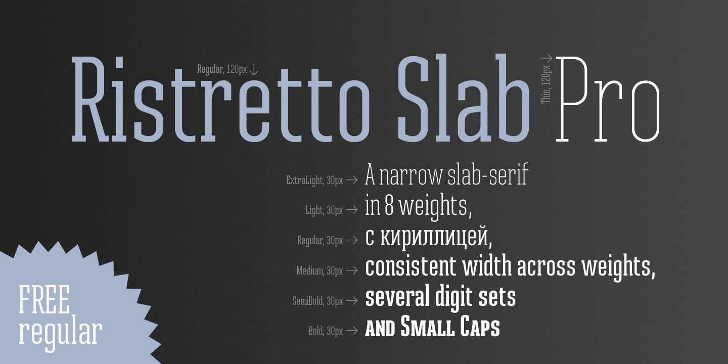Пример шрифта Ristretto Slab Pro Medium