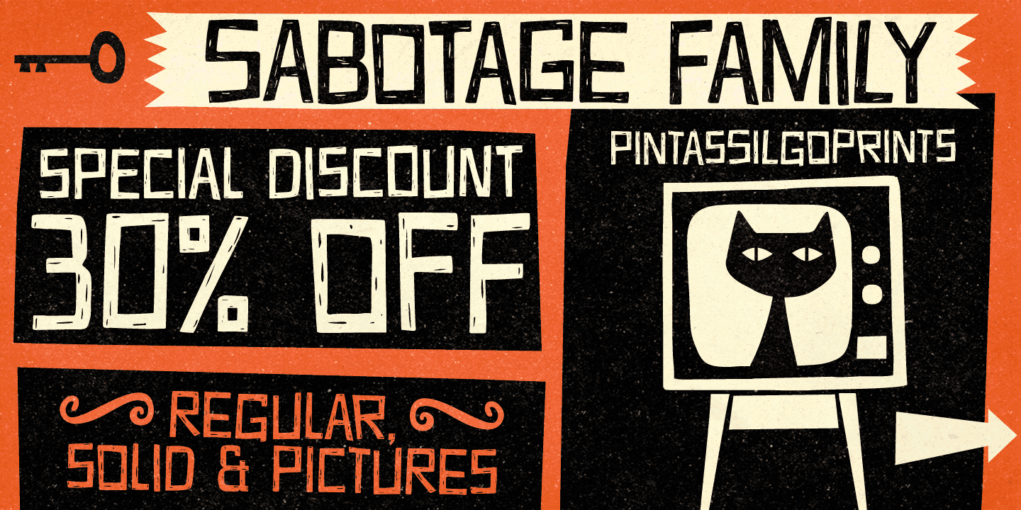 Пример шрифта Sabotage Solid
