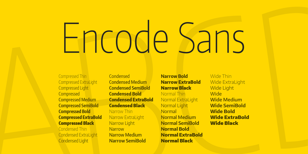 Пример шрифта Encode Sans Condensed Extra Light