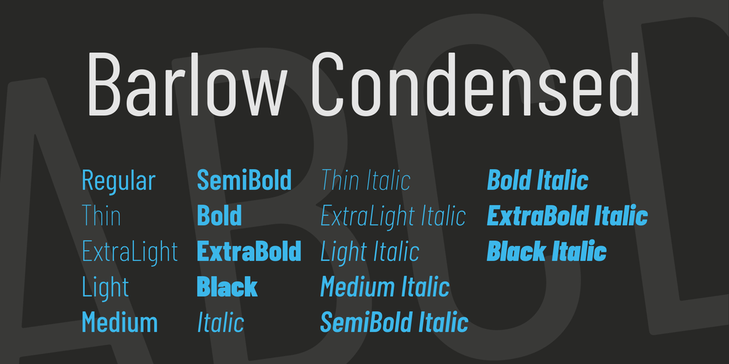 Пример шрифта Barlow Condensed Italic