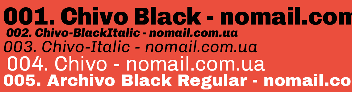 Пример шрифта Chivo Black Italic