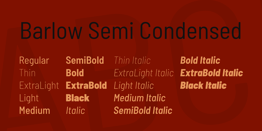 Пример шрифта Barlow Semi Condensed Extra Light Italic