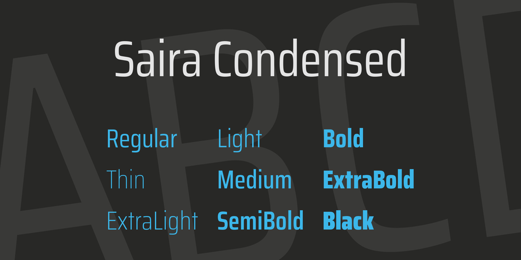 Пример шрифта Saira Extra Condensed