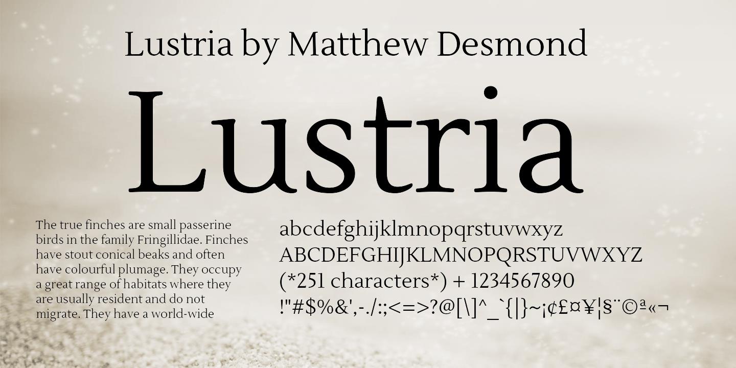 Пример шрифта Lustria