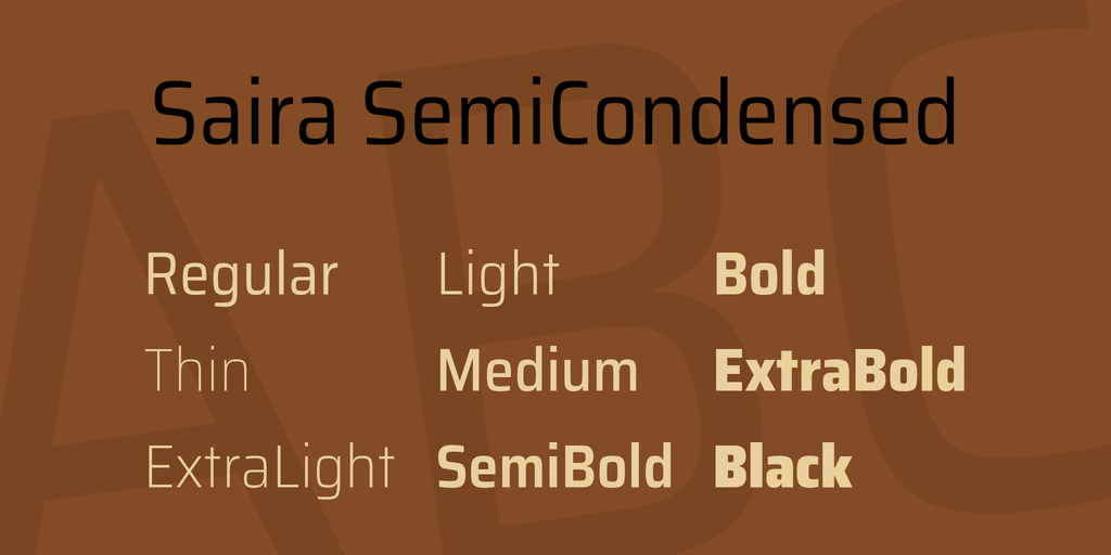 Пример шрифта Saira Semi Condensed