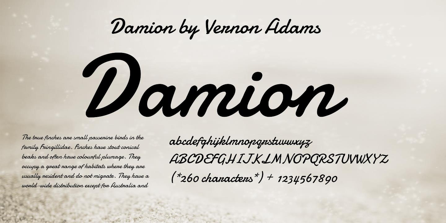 Пример шрифта Damion