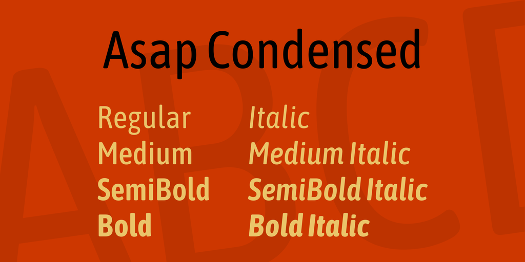 Пример шрифта Asap Condensed