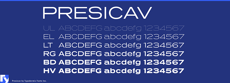 Пример шрифта Presicav