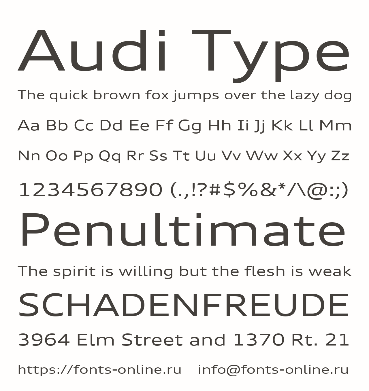 Пример шрифта Audi Type