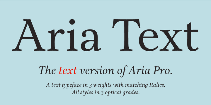 Пример шрифта Aria Pro