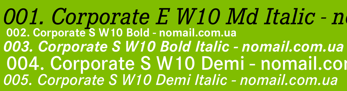 Пример шрифта Corporate E Italic