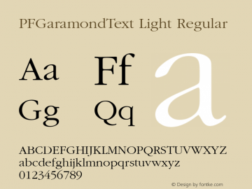 Пример шрифта PF Garamond Text