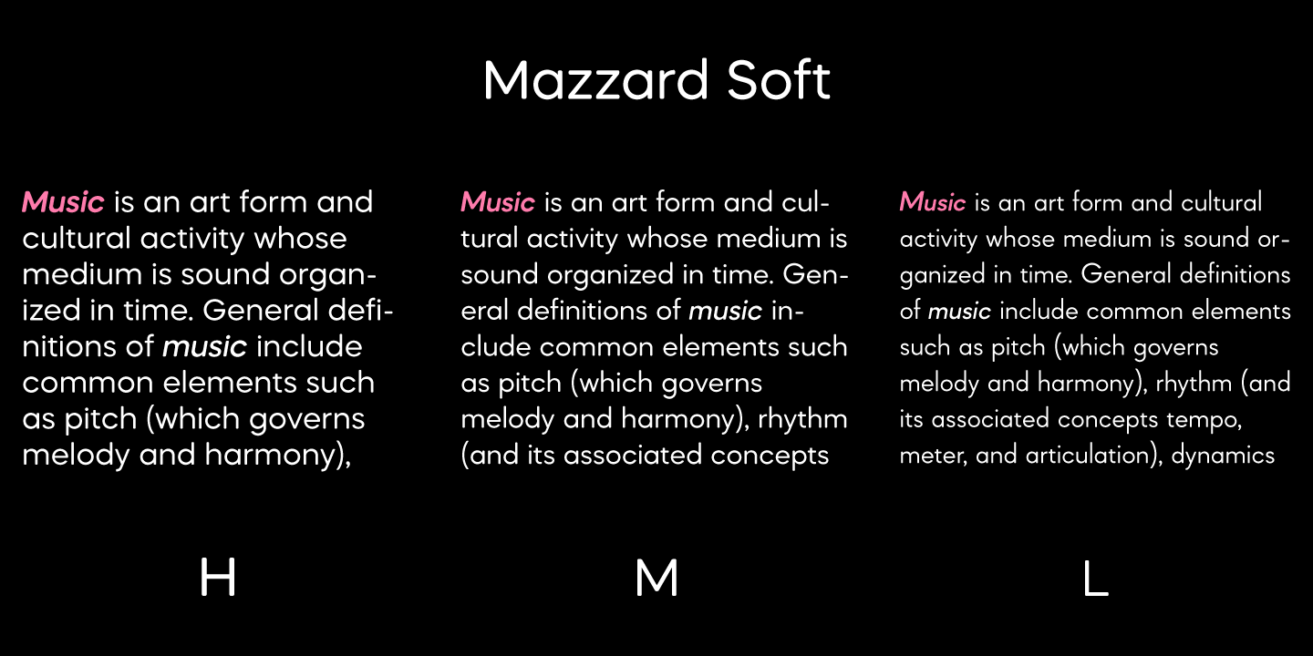 Пример шрифта Mazzard Soft  Light Italic