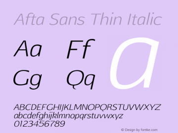Пример шрифта Afta Sans Italic