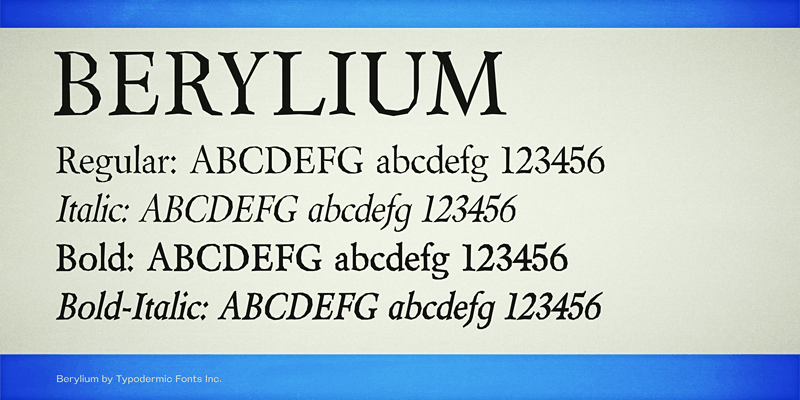 Пример шрифта Berylium
