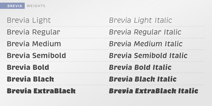 Пример шрифта Brevia Bold Italic